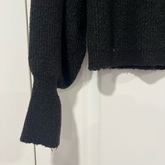 L'academie Revolve Cropped Crewneck Sweater Black Chunky Knit Size‎ S - Picture 2 of 9